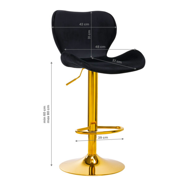 Barska stolica QS-B15, baršun crna - Slika 6