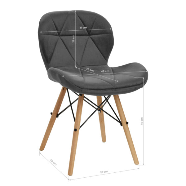 Stolica 4Rico QS-186, sivi baršun - Slika 9
